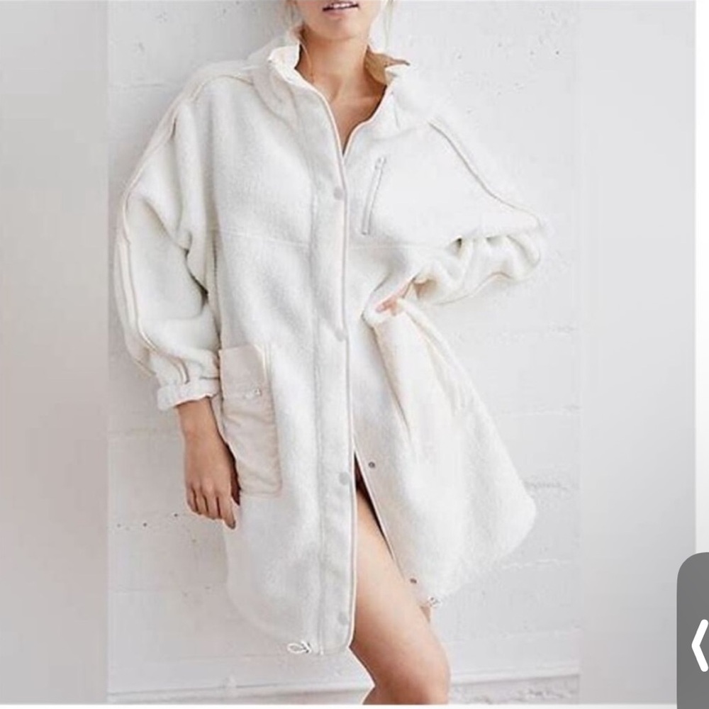 Free People White Fleece Coat